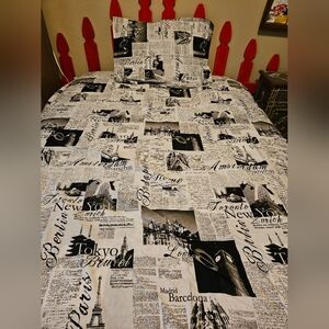 Black and White Typography Print Duvet Cover And Sham